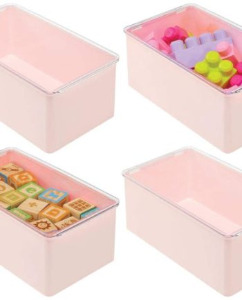 mDesign Playroom Stackable Plastic Storage Box with Lid - for Organizing Baby/Child's/Kids Products