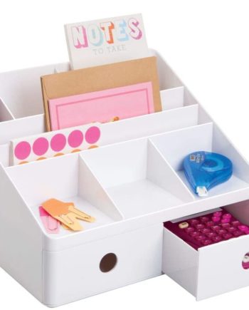 mDesign Plastic Home Office Storage Bin Desk Organizer