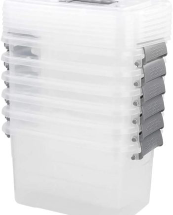 Saedy 5 Quart Latching Box, Plastic Storage Bin with Lid (6 Packs)