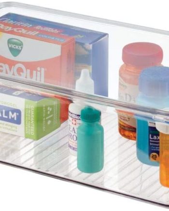 mDesign Stackable Plastic Storage Bin Box with Hinged Lid