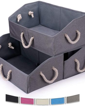 3-Pack Collapsible Trapezoid Cubical Storage Bins, Gray, Colapsable Decorative Cubicle Closet Organizers