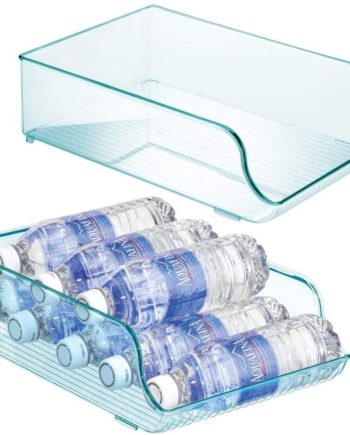 mDesign Wide Plastic Kitchen Water Bottle Storage Organizer Tray Rack