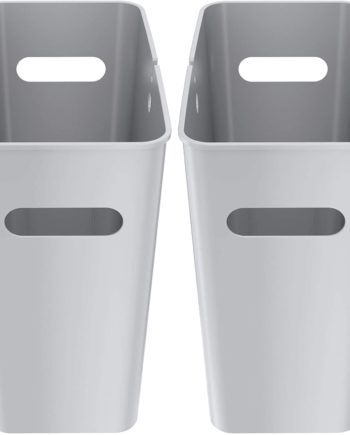 iTouchless SlimGiant 4.2 Gallon Slim Trash Can with Handles, 2-Pack 16 Liter Plastic Small Wastebasket Hanging Garbage Bin