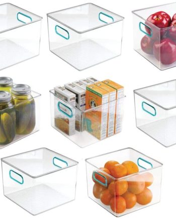 mDesign Plastic Food Storage Container Bin with Handles for Kitchen