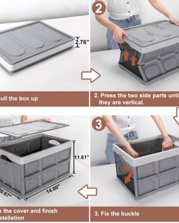 Homde 50L Storage Bins with Lids Collapsible Pack of 2