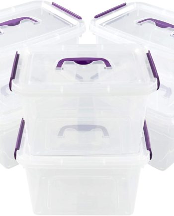 Sandmovie 5 Quart Plastic Storage Bins for Shelves