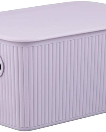 Superio Stackable Plastic Storage Basket Organizer Box with Lid, Storage Bin for Shelf, Closet, Desk, Pantry