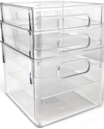 Isaac Jacobs 3-Pack Medium Clear Storage Bins with Handles