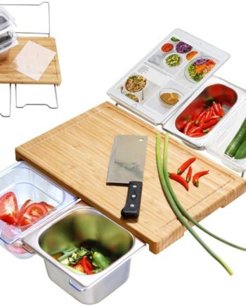 Durable Bamboo Cutting Board Set with 4 Container