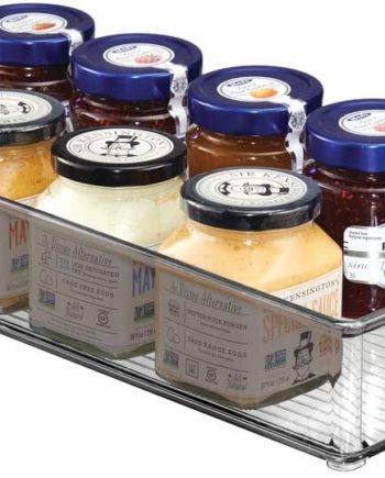 mDesign Plastic Stackable Kitchen Pantry Cabinet, Refrigerator or Freezer Food Storage Bin with Handles