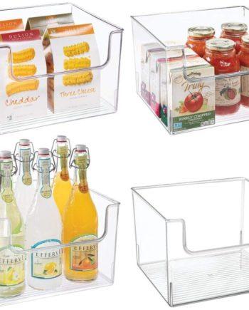 mDesign Plastic Open Front Food Storage Bin for Kitchen Cabinet, Pantry, Shelf, Fridge/Freezer