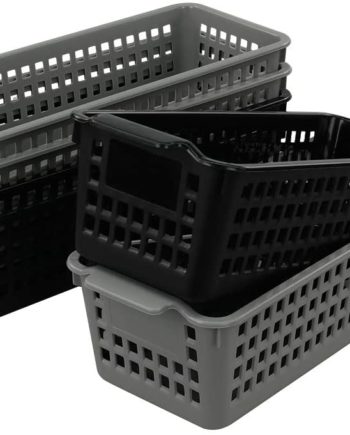 Vababa Plastic Desk Organizer, Slim Storage Basket, Pack of 6
