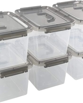 Rinboat Plastic Small Storage Boxes with Lids and Handles
