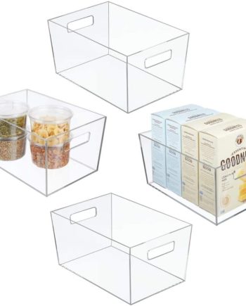mDesign Modern Plastic Kitchen Pantry Cabinet, Refrigerator Food Storage Bin with Handles - Organizer for Fruit, Yogurt, Snacks