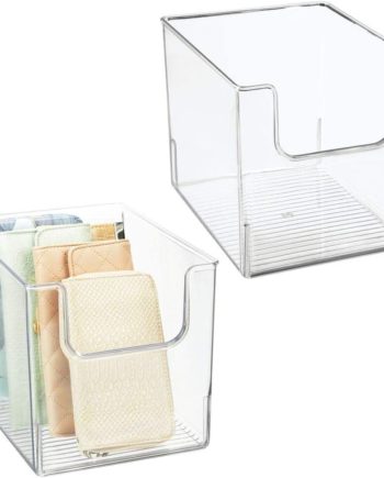 mDesign Plastic Open Front Closet Home Storage Organizer Bin Box Container