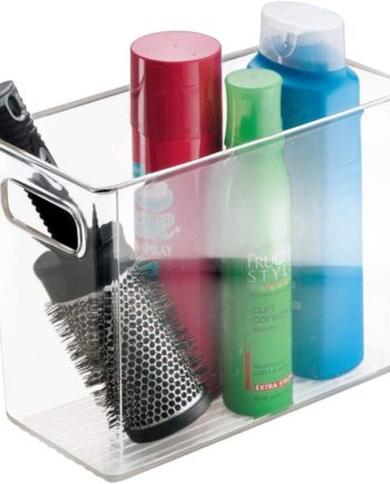 mDesign Slim Plastic Storage Container Bin with Handles - Bathroom Cabinet Organizer for Toiletries, Makeup, Shampoo.