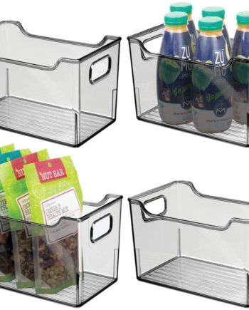 mDesign Plastic Kitchen Pantry Cabinet, Refrigerator or Freezer Food Storage Bin with Handles