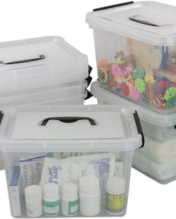Asking 6 Quart Plastic Storage Box with Handle, 6-Pack
