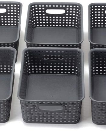 Eslite Plastic Storage Basket Organizer, 6-Pack-Grey