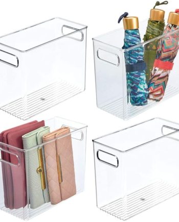 mDesign Plastic Home Storage Basket Bin with Handles for Organizing Closets