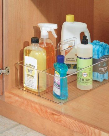 mDesign Plastic Portable Storage Organizer Kitchen Caddy Tote, Divided Basket Bin