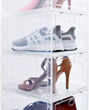 Drop Front Shoe Box, Set of 4, Stackable, for Men and Women