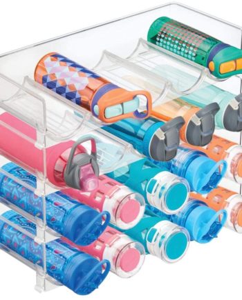 mDesign Plastic Free-Standing Water Bottle and Wine Rack Storage Organizer