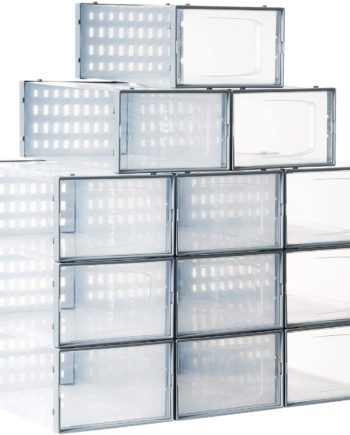 XSON Shoe Box Clear Plastic Stackable 12 Pack Shoe Storage Boxes for Closetd and Entryway
