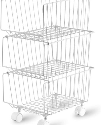 Rolling Stackable Storage Bin, Modern 3 Tiers Basket