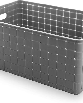 BINO Woven Plastic Storage Basket, Large (Grey)