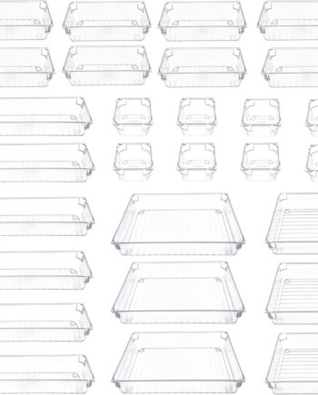 28 PCS Drawer Organizer Plastic Makeup Bathroom Drawer Organizer