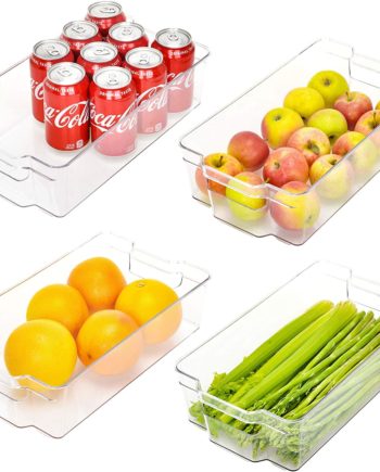 StorageWorks X-Large Fridge Organizer Bins, Clear Plastic Storage Bins with Handles