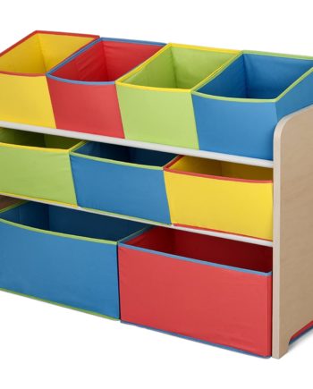Delta Children Deluxe 9-Bin Toy Storage Organizer, Natural/Primary