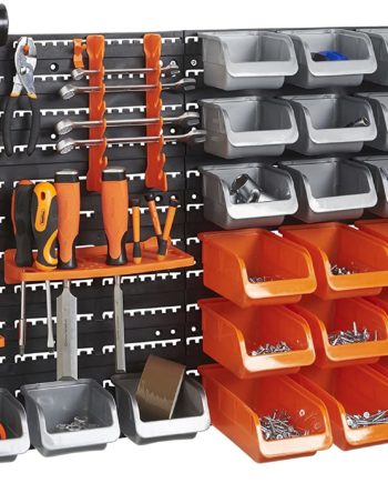 VonHaus 44 Piece Wall Mounted Pegboard Hook, Storage Bins and Panel Set