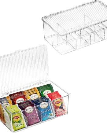 2 Pack Stackable Plastic Tea Bag Organizer