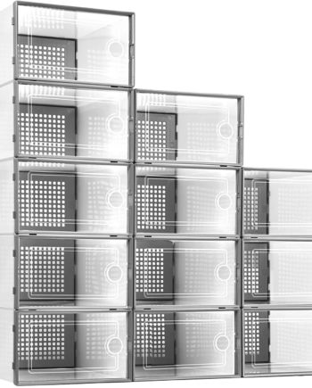 Shoe Storage Boxes 12 Pack, Kuject Clear Plastic Stackable Shoe Organizer
