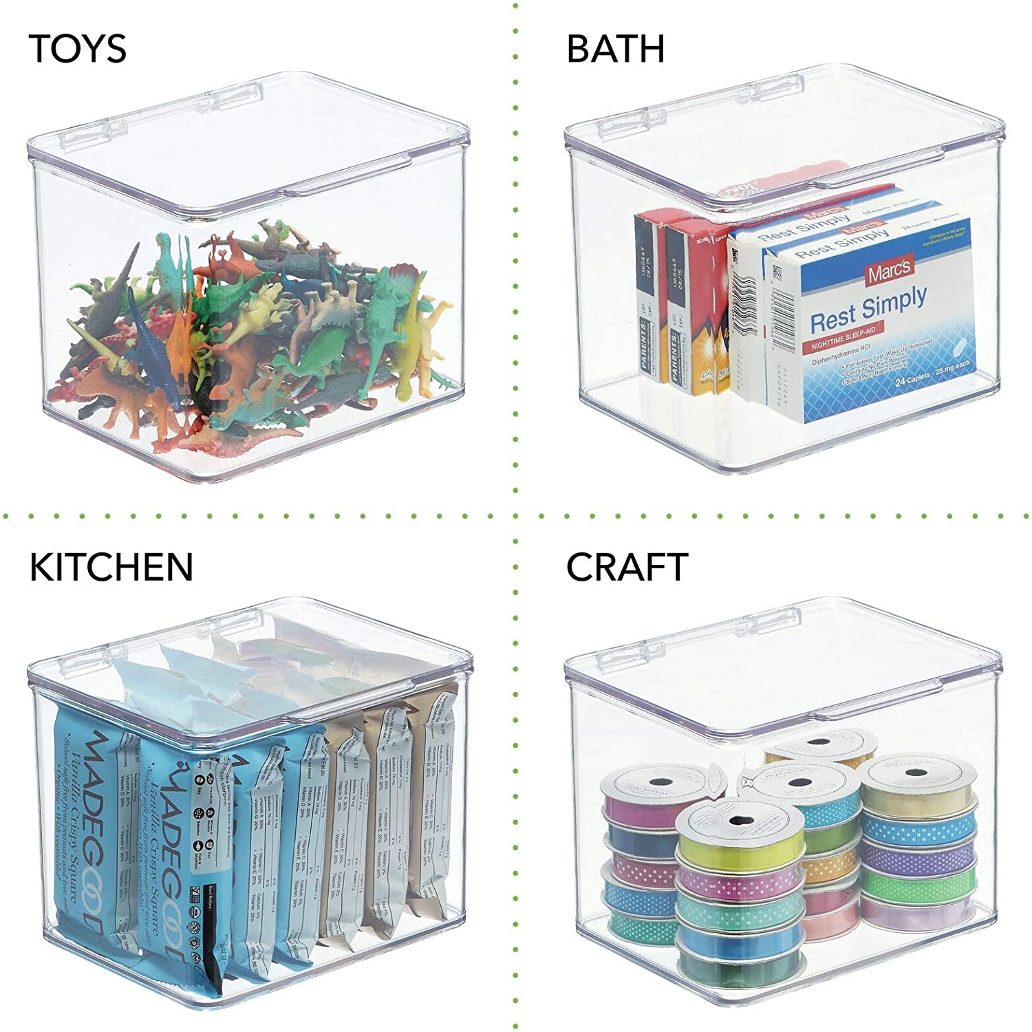 mDesign Plastic Stackable Kitchen Pantry Cabinet or Refrigerator Food Storage Container Bin - Image 3
