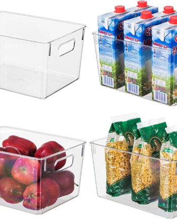 EAMAOTT Clear Plastic Storage Organizer Container Bins with Cutout Handles