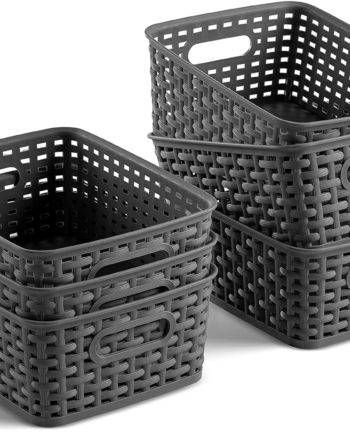 Set of 6 Plastic Storage Baskets - Small Pantry Organizer