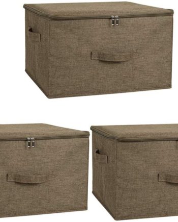 ANMINY 3PCS Storage Bins with Zipper Lid Handles
