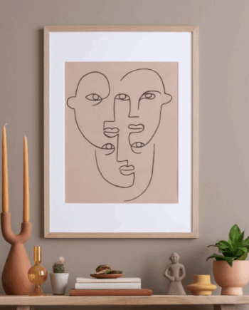 3 Faces Framed Drawing